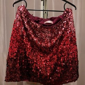 Pink/Red Ombré Sequin Skirt